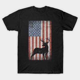 Whitetail Buck Deer USA Flag T-Shirt